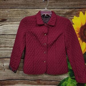 Tara Jones snap front long sleeve quilted jacket majenta size 8 Pre-owned